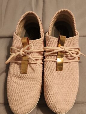 Cole Haan Blush Quilted Slip-On Sneakers with Gold Accent